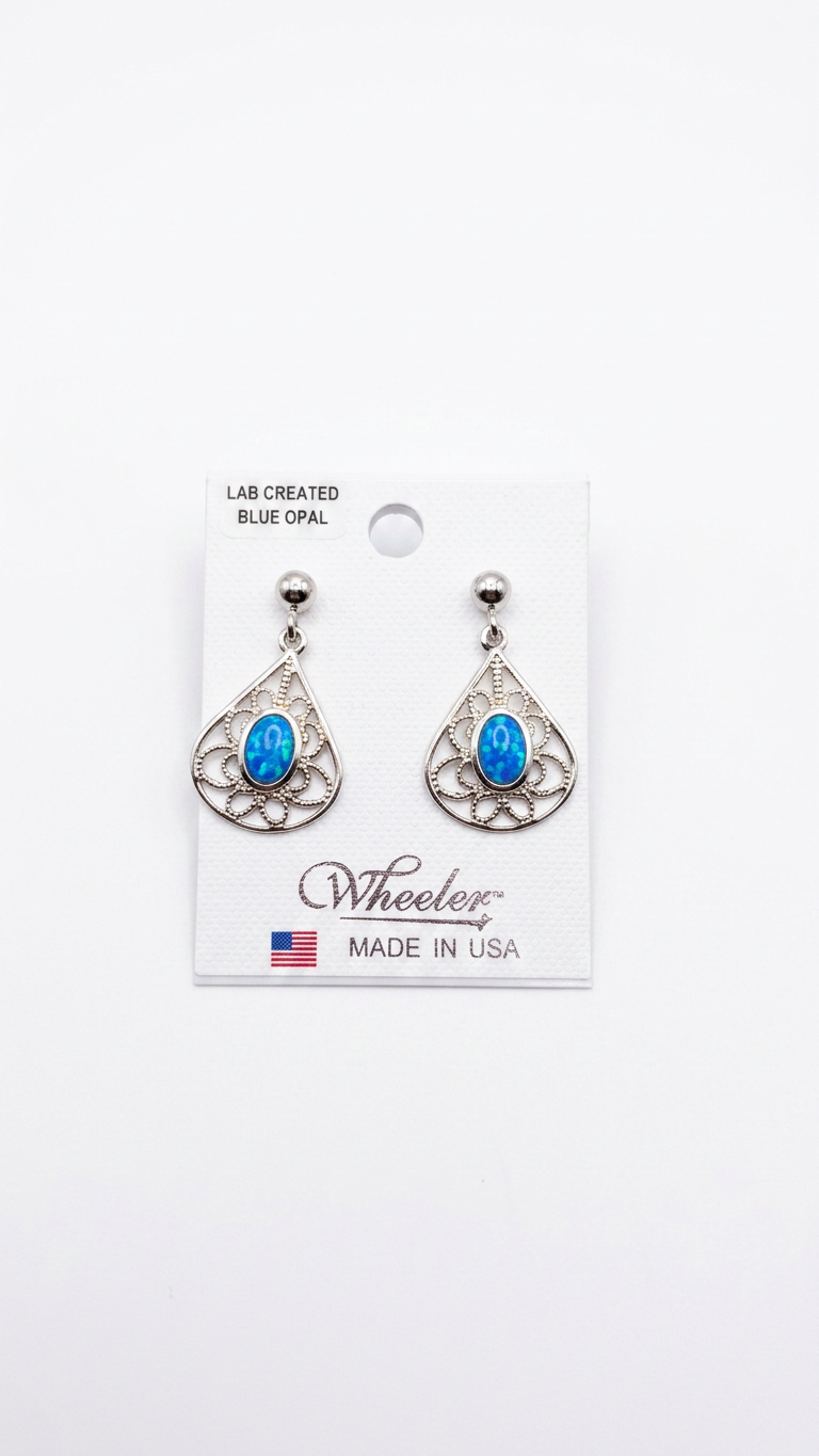 Wheeler Lab Created Blue Opal Teardrop Dangle Earrings