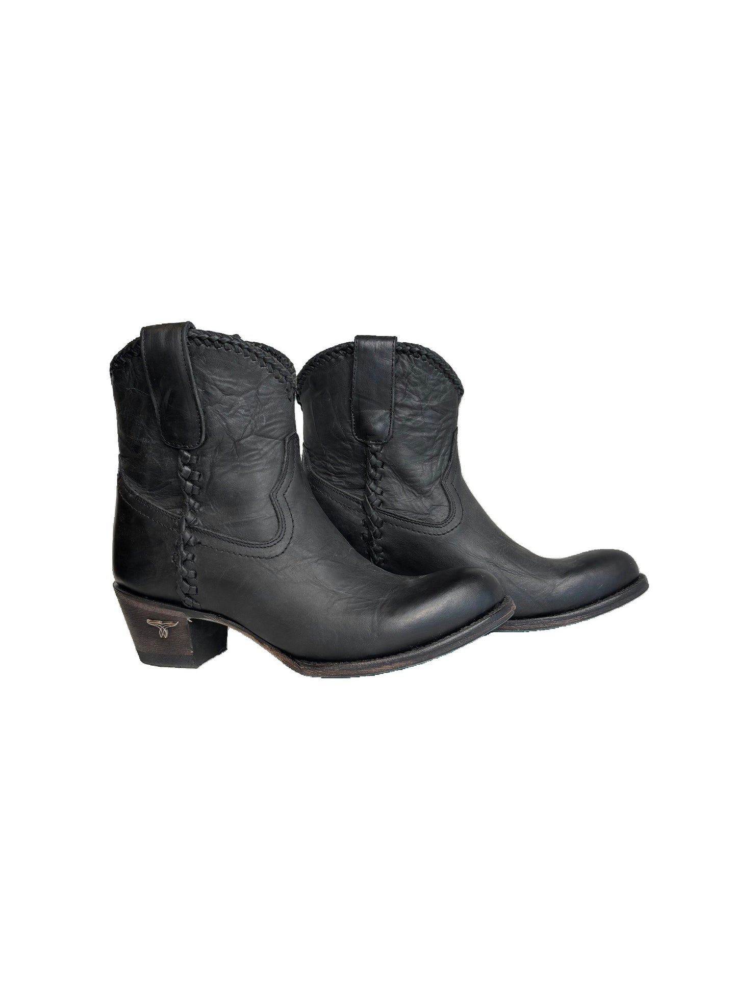 Lane Women' Leather Western Ankle Boots with Braided Detail