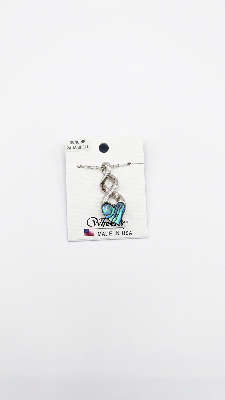 Wheeler Paua Shell Heart Shaped Pendant Necklace