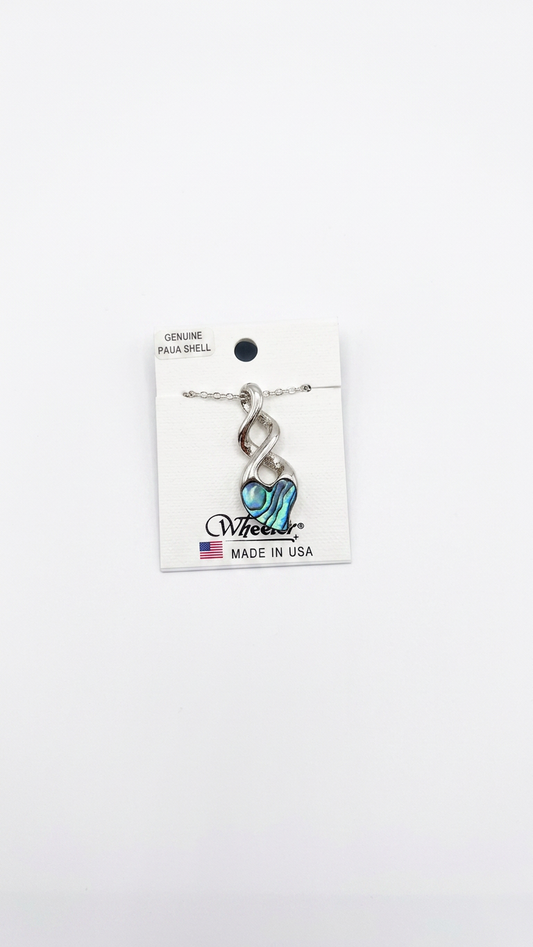 Wheeler Paua Shell Heart Shaped Pendant Necklace