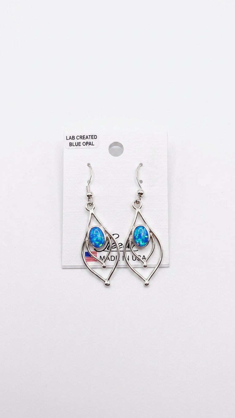 Wheeler Lab Created Blue Opal Dangle Earrings