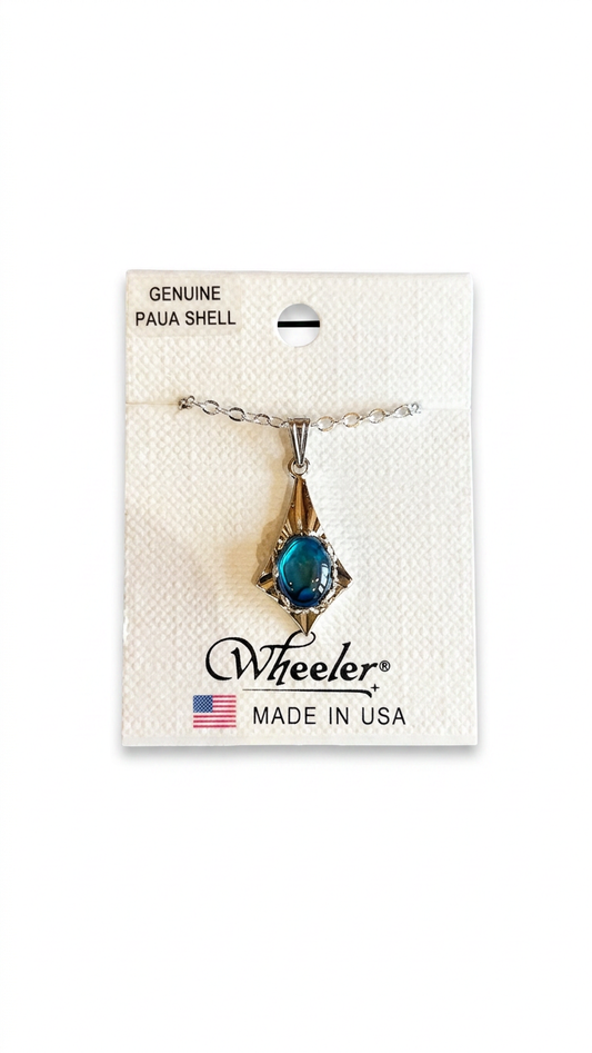 Wheeler Paua Shell Teardrop Pendant Necklace