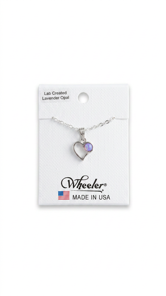 Wheeler Lab Created Lavender Opal Heart Necklace