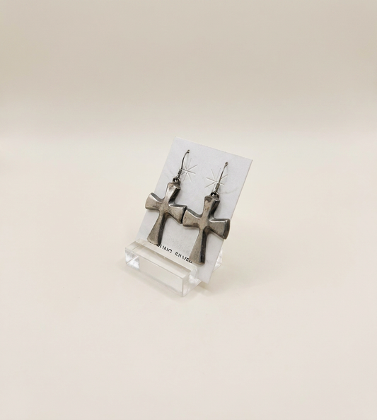Navajo Sterling Earrings Cross Drop Dangle