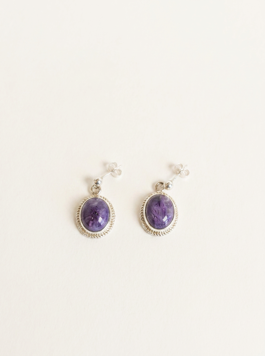 Shirley Henry Najavo Handmade Sterling Charoite Earrings