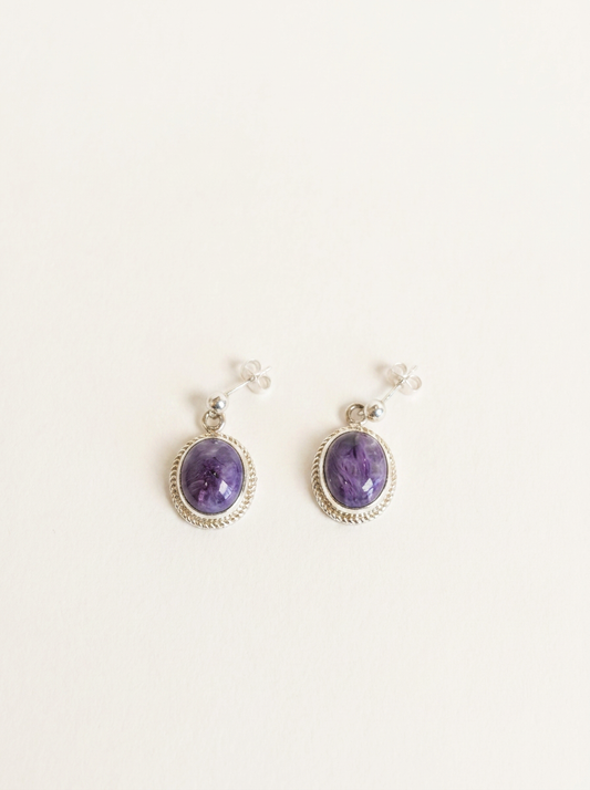 Shirley Henry Najavo Handmade Sterling Charoite Earrings