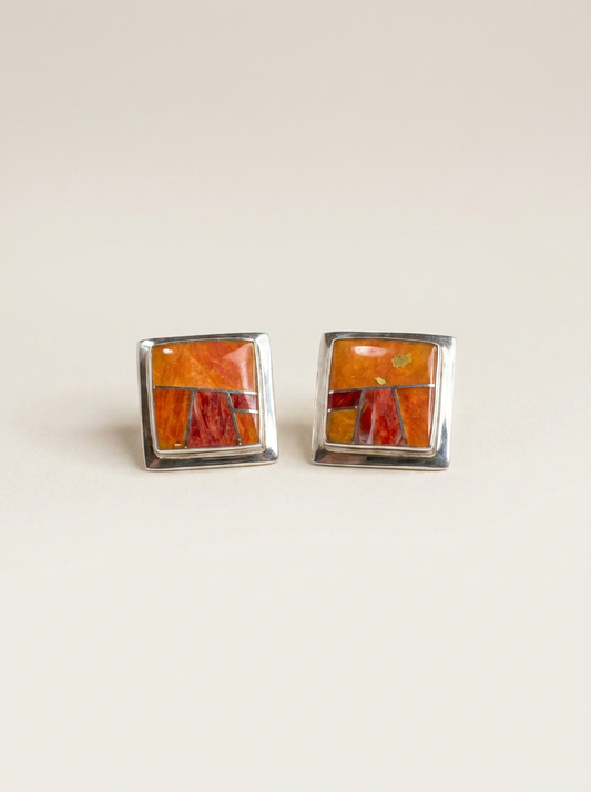 Supersmiths Navajo Handmade Spiny Oyster Sterling Square