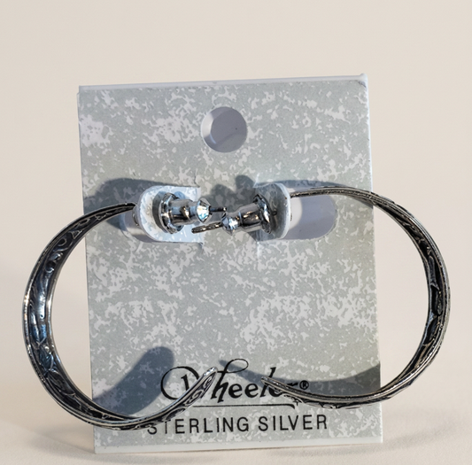 Wheeler Sterling Dangle Earring Hoop with Engraved Detail