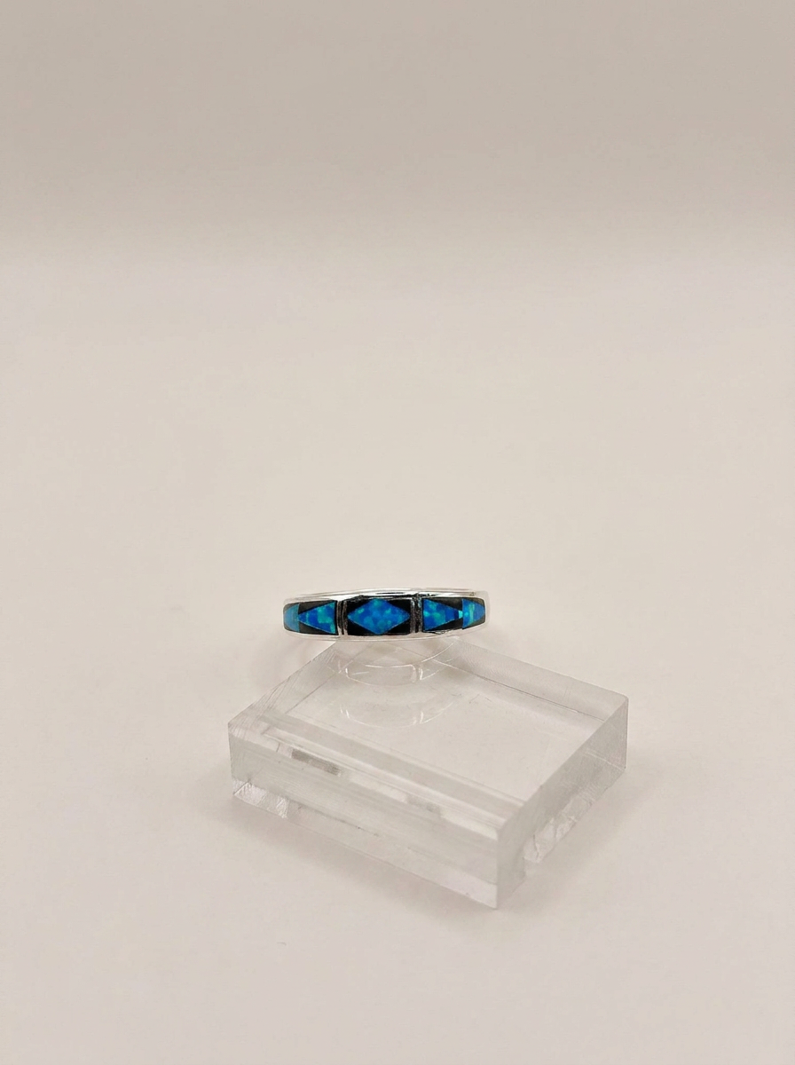 Anazazi Traders Sterling Inlay Onyx Opal and Ring