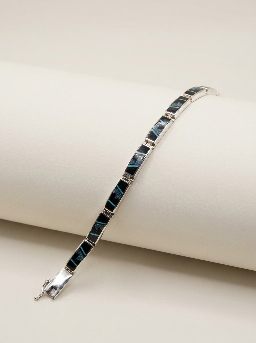 Supersmiths Shadow Peak Fancy Sterling Inlaid Bracelet —