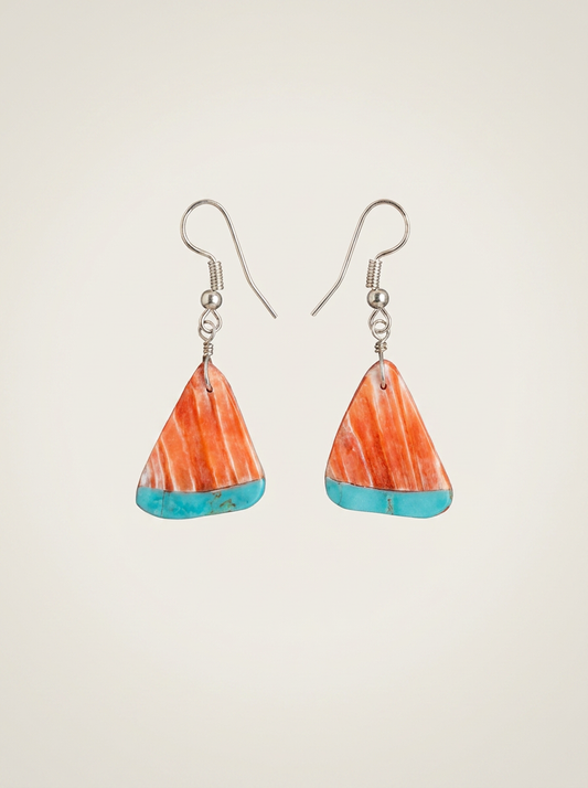 Navajo Handmade Spiny Oyster Shell Dangle Earrings
