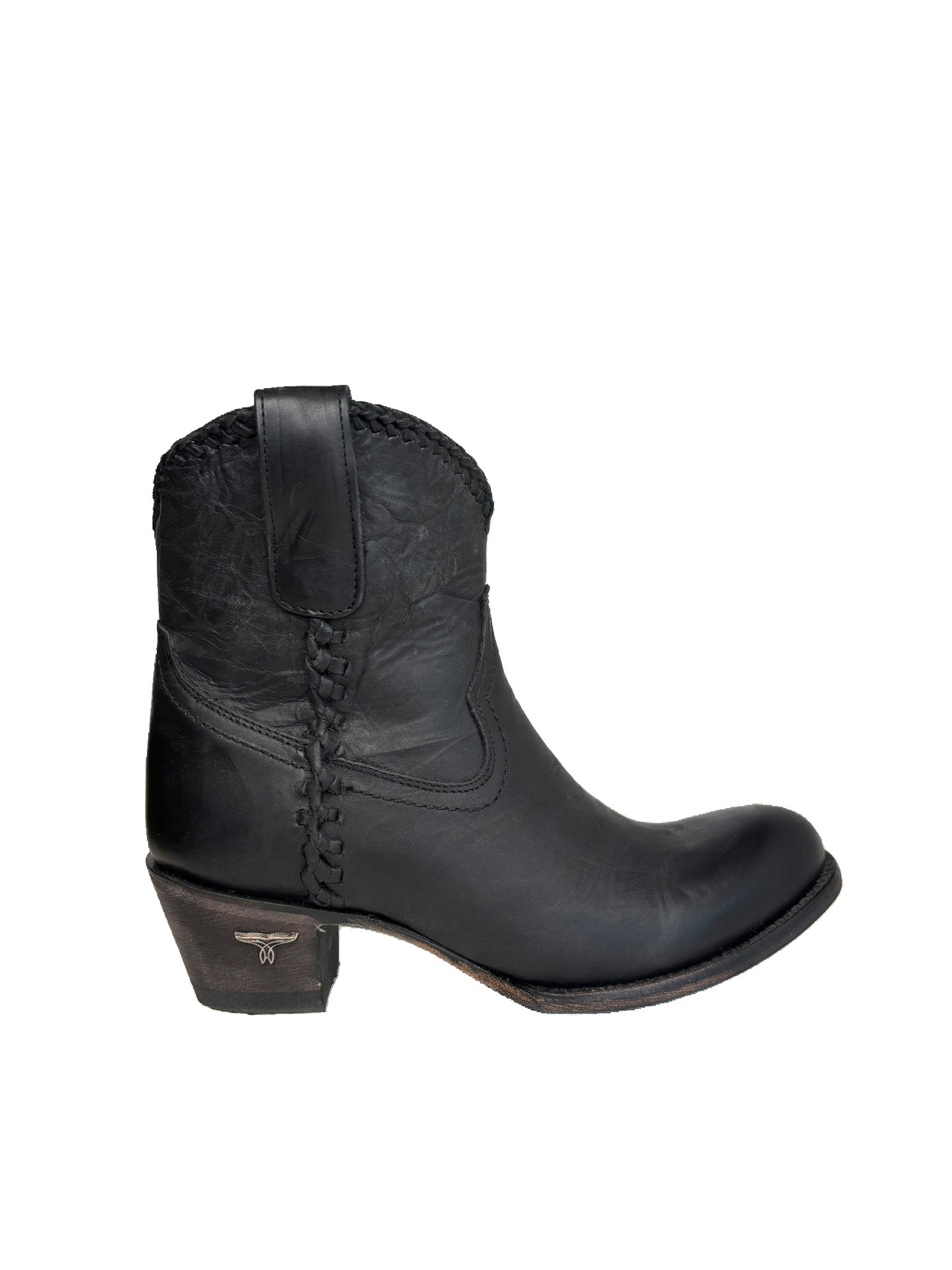 Lane Women' Leather Western Ankle Boots with Braided Detail