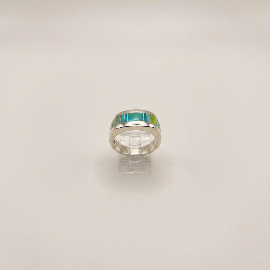 Southwest Sterling Inlay Turquoise Gemstone Pinehill Cobble