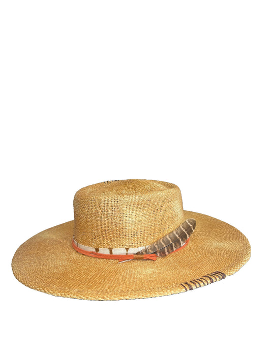 Peter Grimm Novato Straw Western Hat with Striped Band