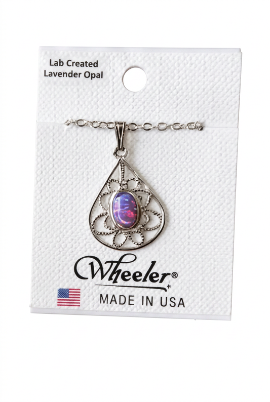 Wheeler Lab Created Lavender Opal Teardrop Necklace