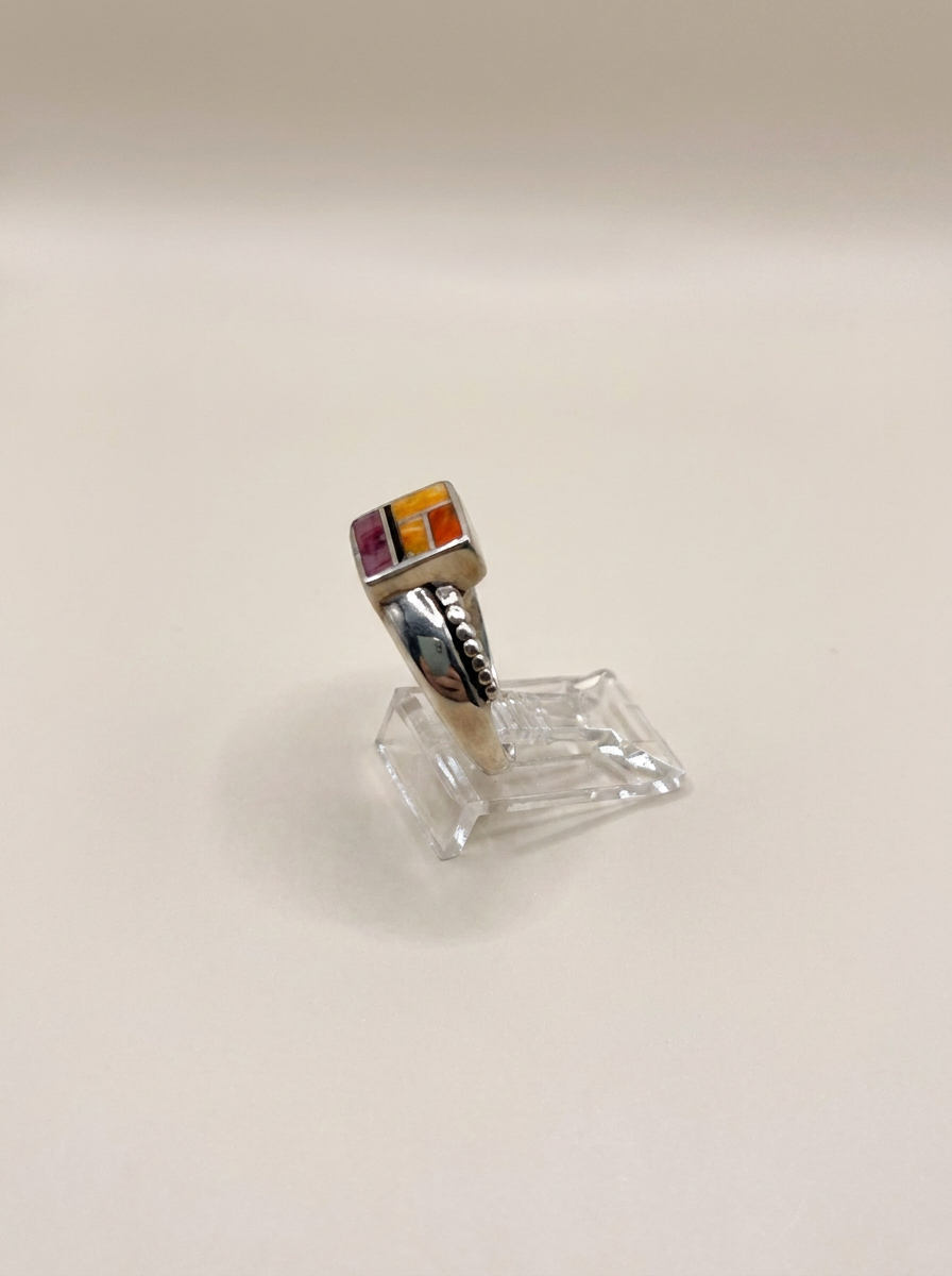 navajo Sterling Spiny Oyster Fire Desert Ring