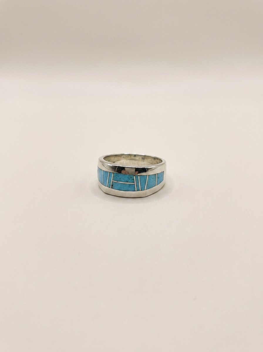 supersmith Navajo Handmade Sterling Ring Inlaid Band by
