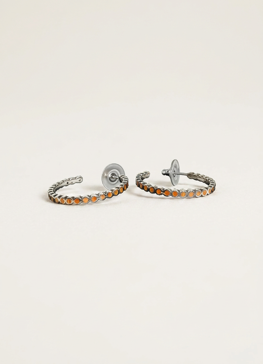 Peyote Bird Navajo Handmade Sterling Spiny Oyster Hoop