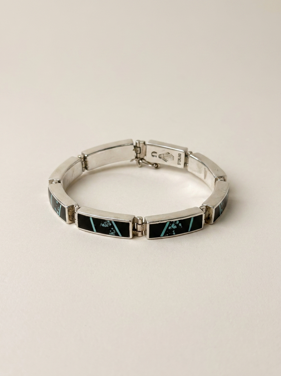 Supersmiths Shadow Peak Fancy Sterling Inlaid Bracelet —