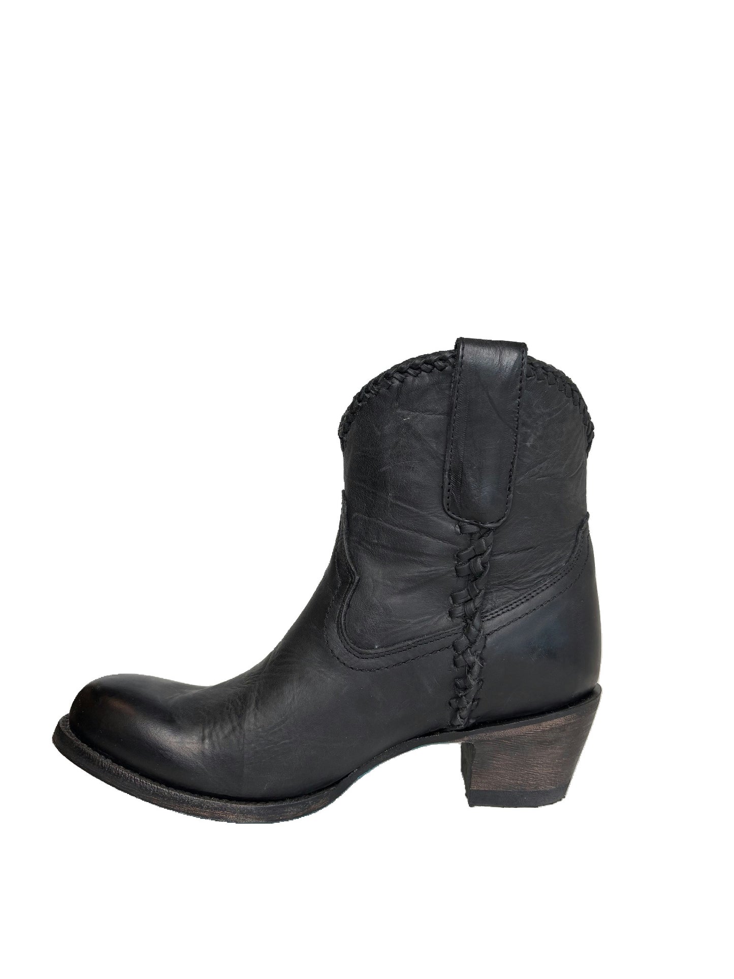 Lane Women' Leather Western Ankle Boots with Braided Detail