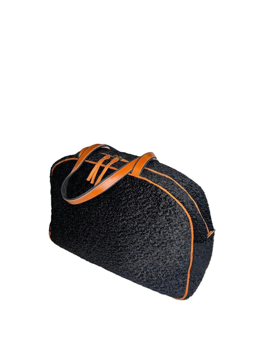 Atenti Persian Lamb Textured Fabric Overnight Bag