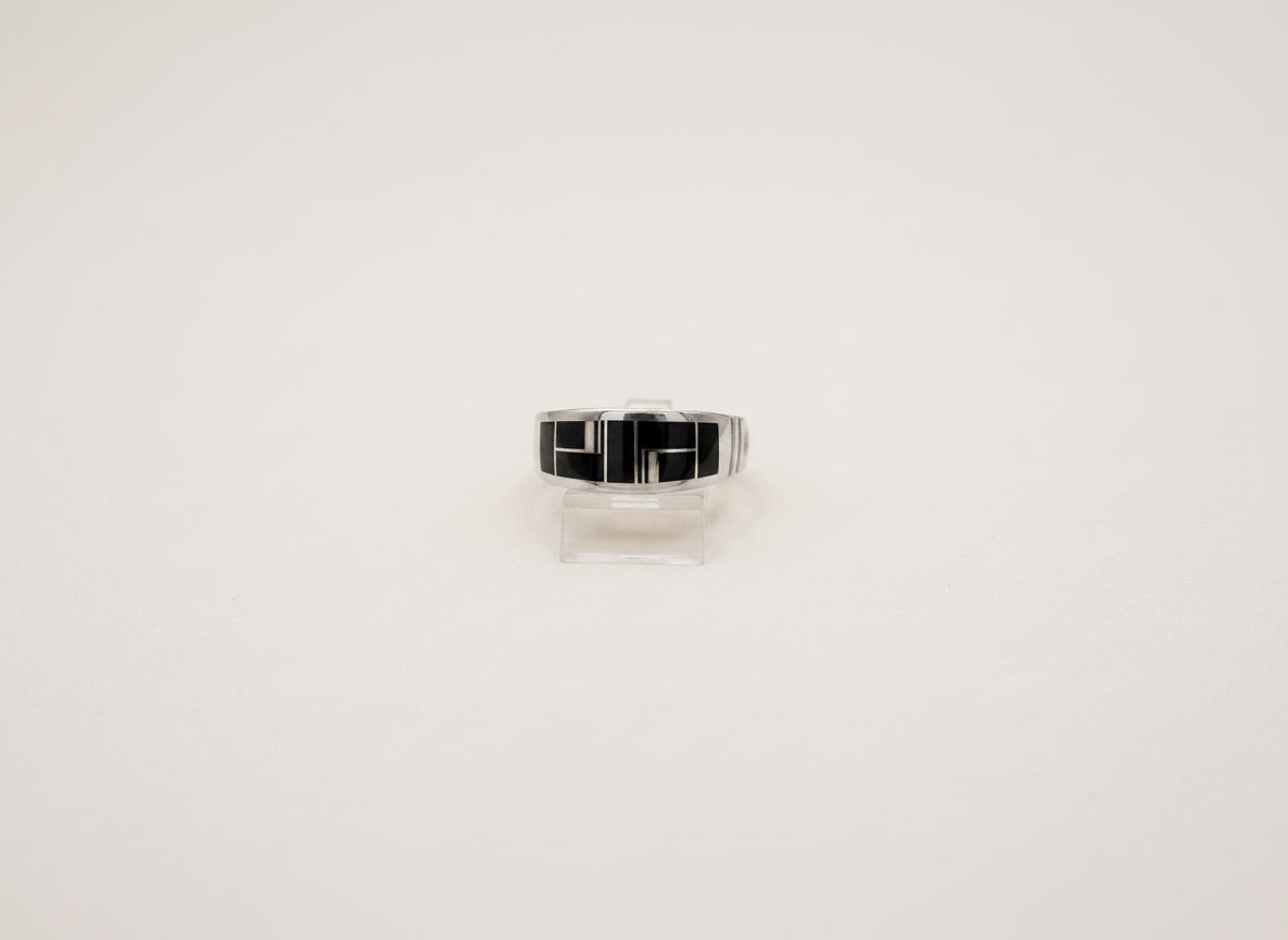 navajo Handmade Sterling & Jade Mother of Pearl Ring