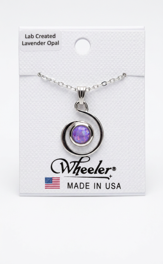 Wheeler Lab Created Lavender Opal Spiral Pendant Necklace