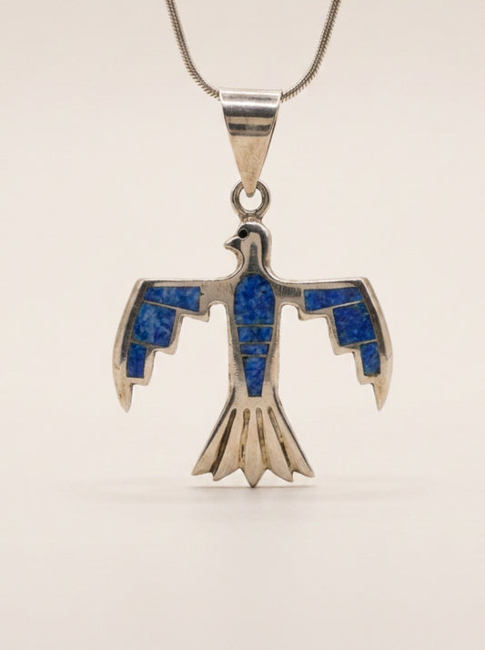 Supersmith navajo Made Eagle Sterling Lapis Necklace — Made''