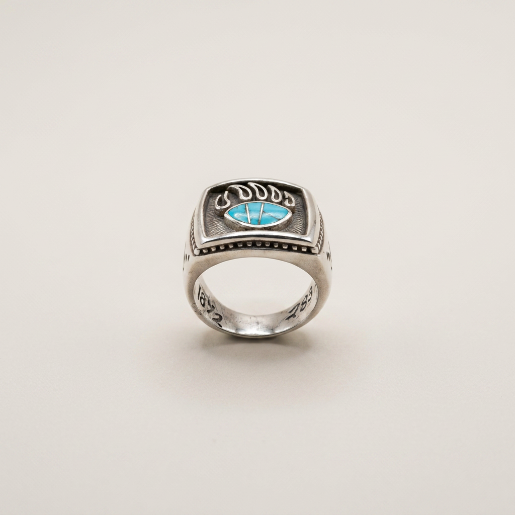 Navajo Handmade Nature Beauty Turquoise Bear Paw Ring