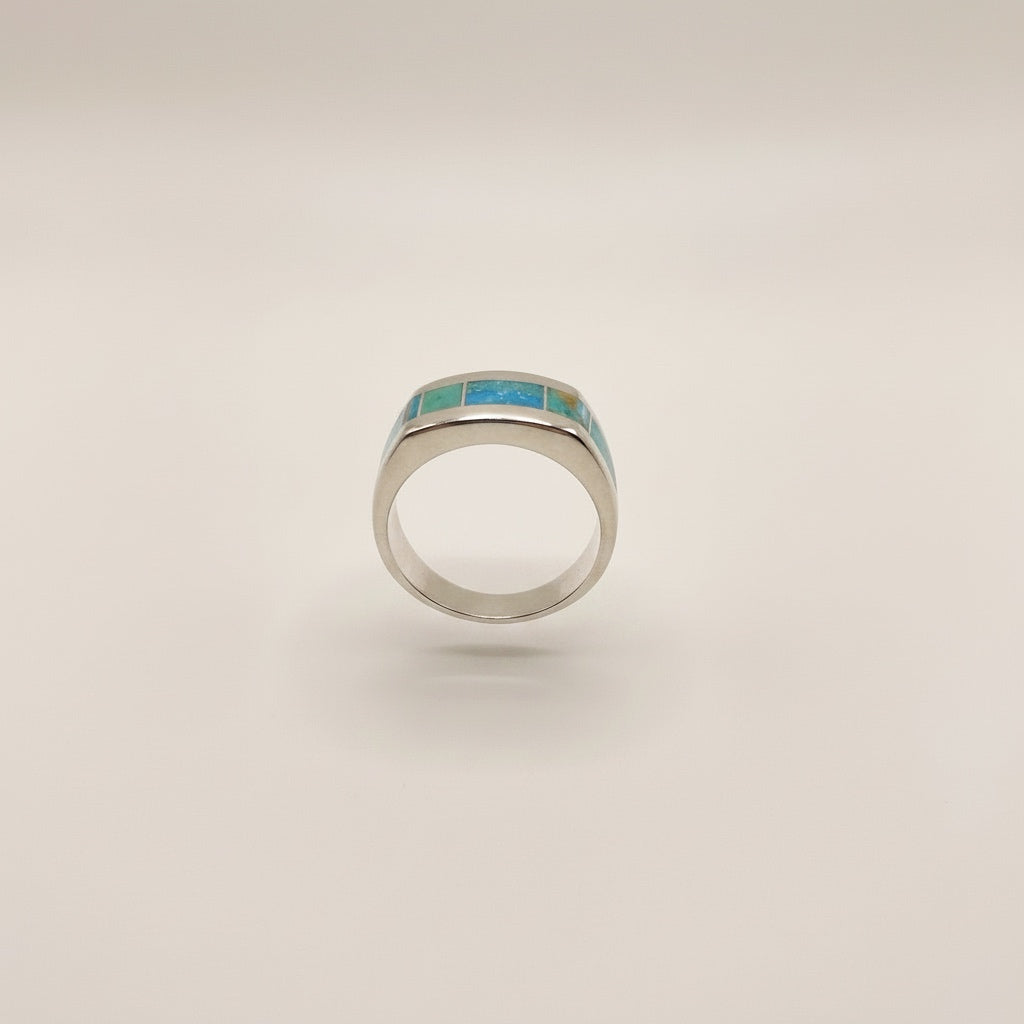 Southwest Sterling Inlay Turquoise Gemstone Pinehill Cobble