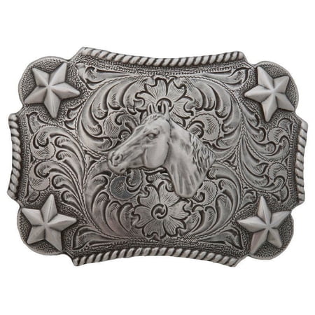 Western Youth Rectangle Rope Edge Star Horseshoe Buckle