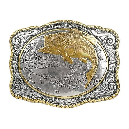 Crumrine Rectangle Rope Edge Bass Fish Belt Buckle