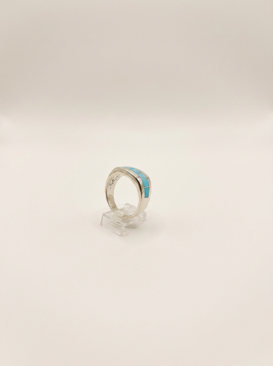 supersmith Navajo Handmade Sterling Ring Inlaid Band by
